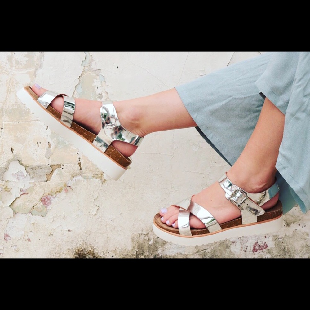 Metallic sandals